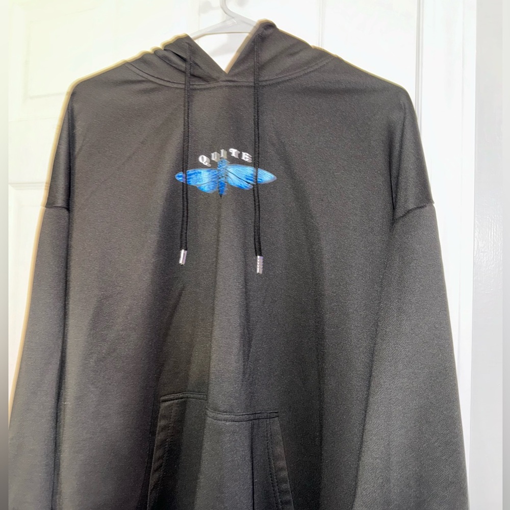 Quite Right blue moth hoodie